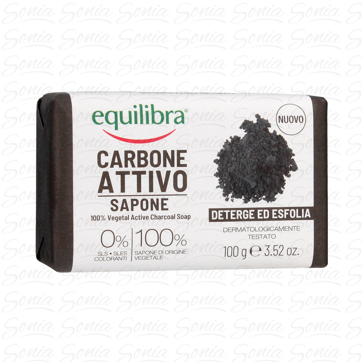 Equilibra Carbone Attivo Mydło oczyszczające 100% roślinne z aktywnym węglem  100g 8000137015016