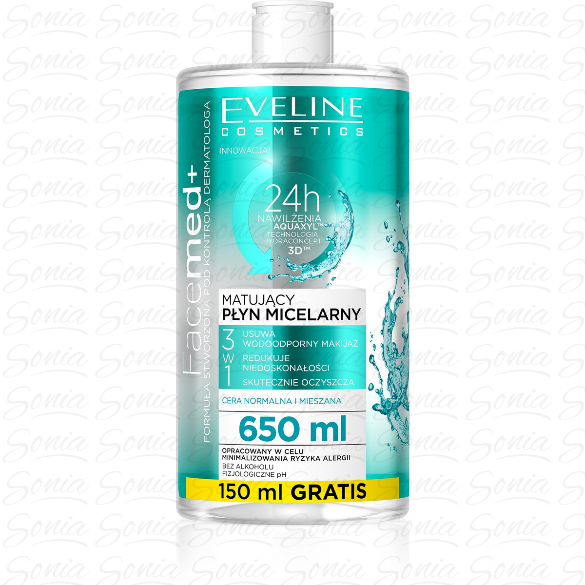 Eveline Facemed+ Matujący Płyn micelarny 3w1 - cera normalna i mieszana 650ml 5901761983982