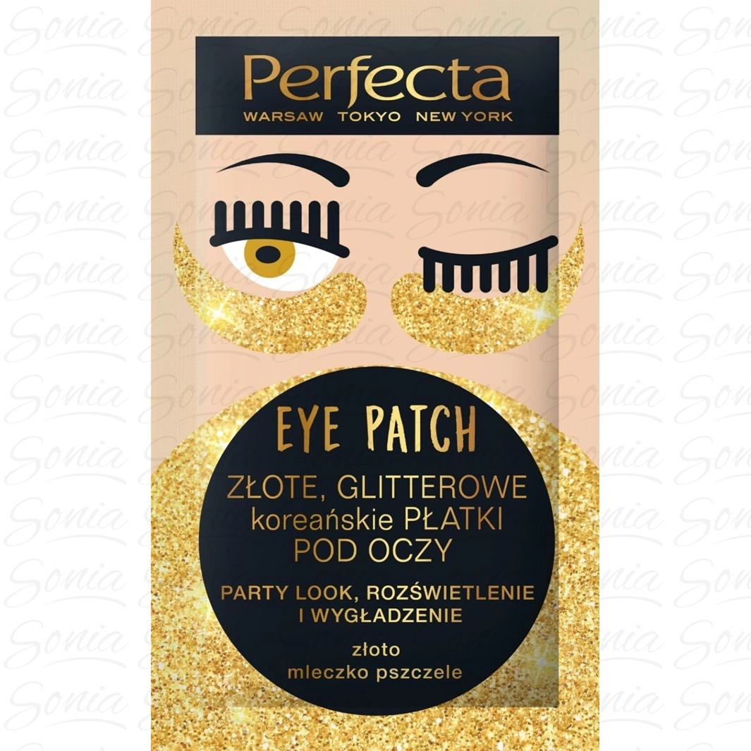 Perfecta Eye Patch Złote Glitterowe Koreańskie Płatki pod oczy 1op.-2szt 5900525065872