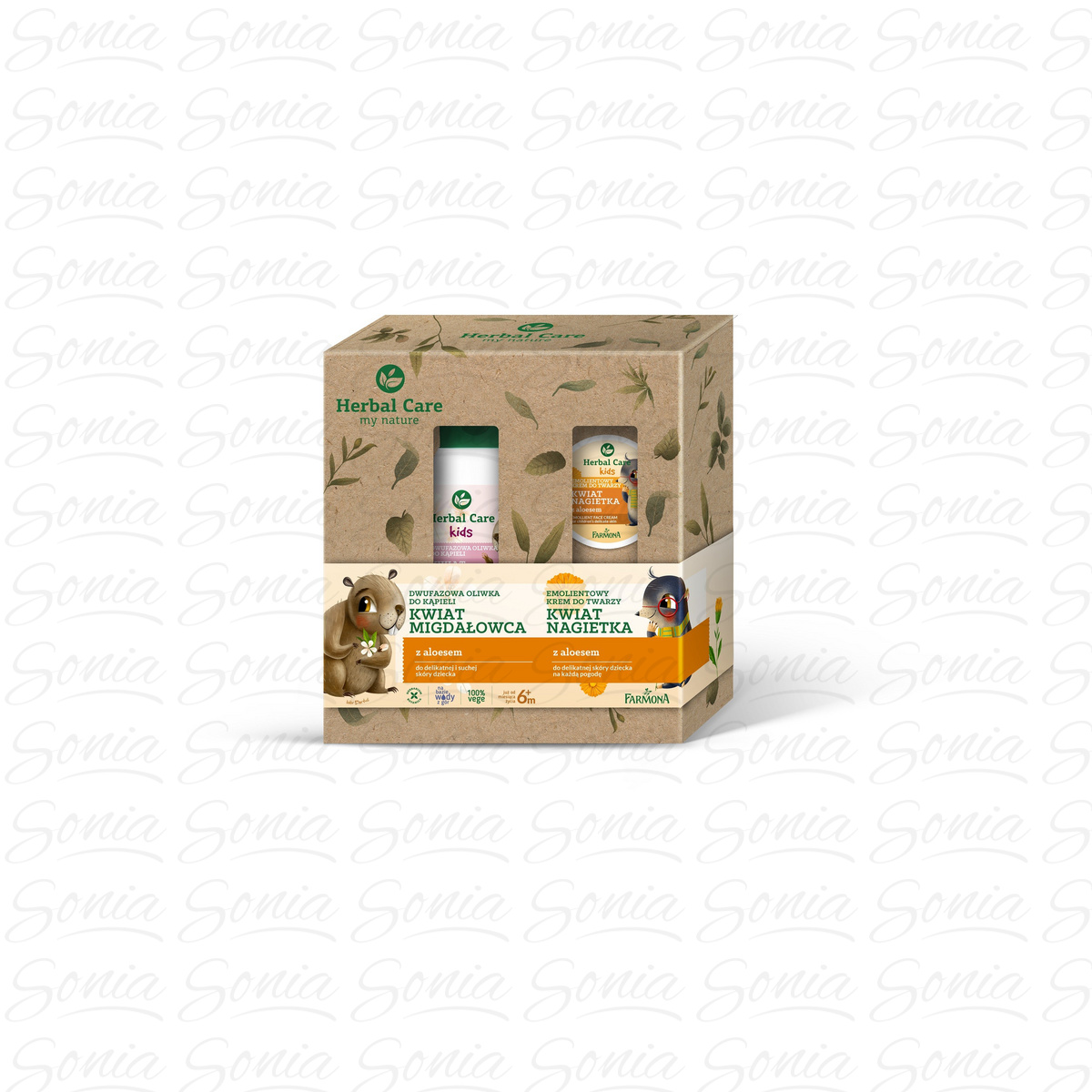 Farmona Zestaw prezentowy Herbal Kids (Krem do twarzy 50ml+oliwka do kąpieli 300ml) 5900117010891