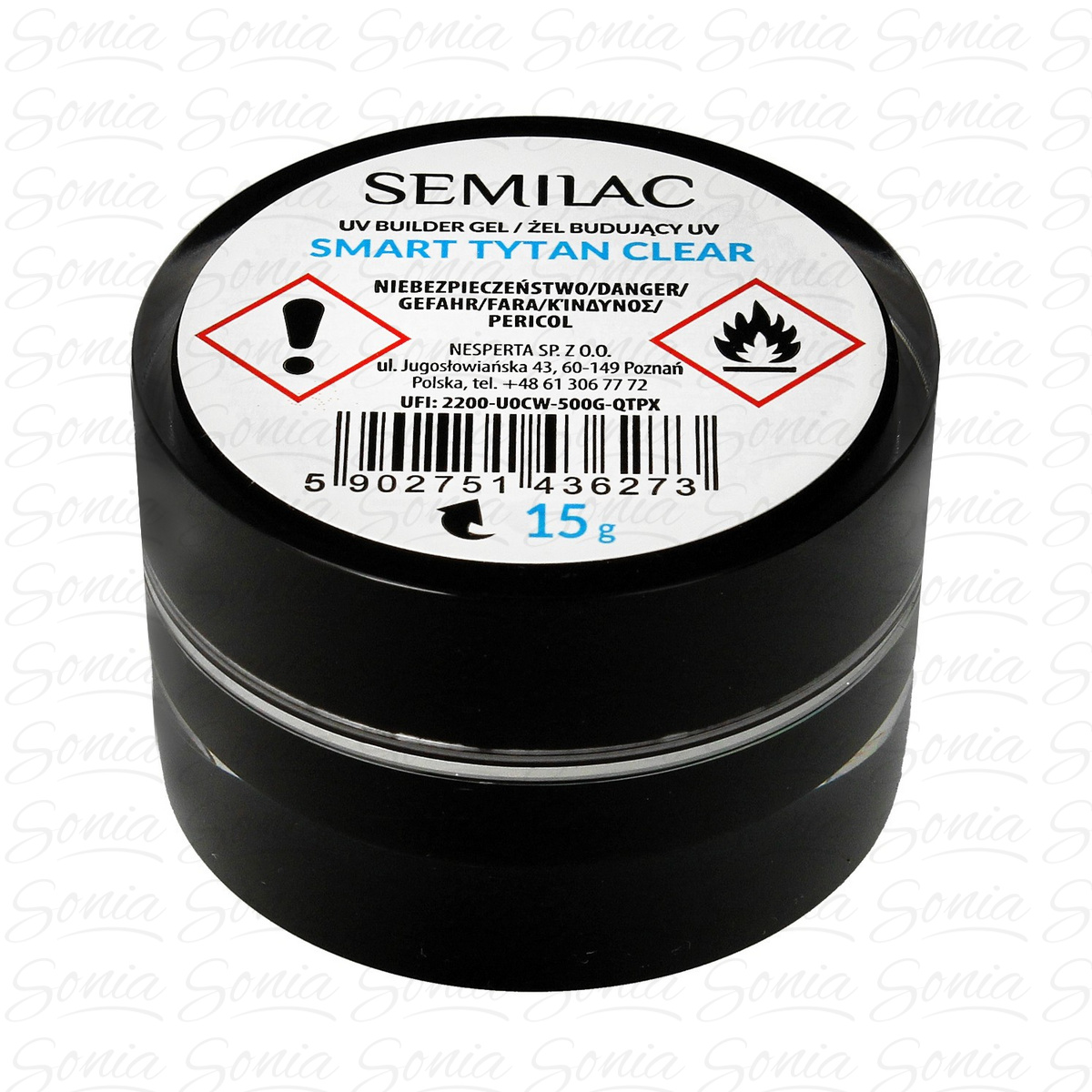 SEMILAC Smart Tytan Żel UV budujący do paznokci - clear  15ml 5902751436273