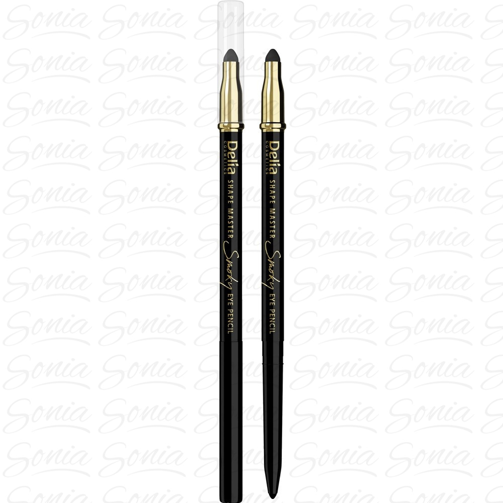 Delia Cosmetics Shape Master Kredka do oczu z gąbką Smoky Eye czarna 1szt 5901350481462