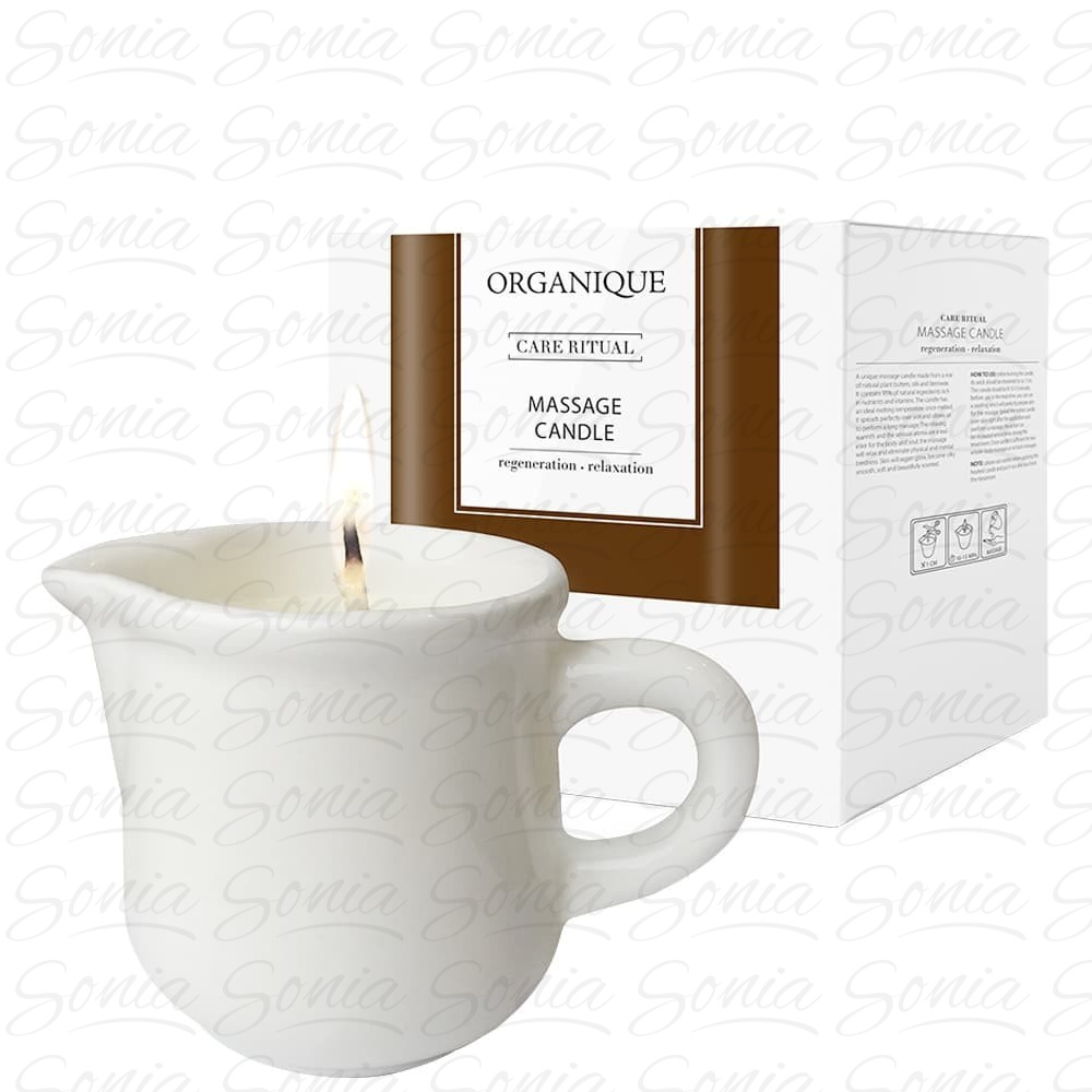 ORGANIQUE Świeca do masażu w dzbanuszku z masłem shea - Białe Piżmo 125ml 5902944651940