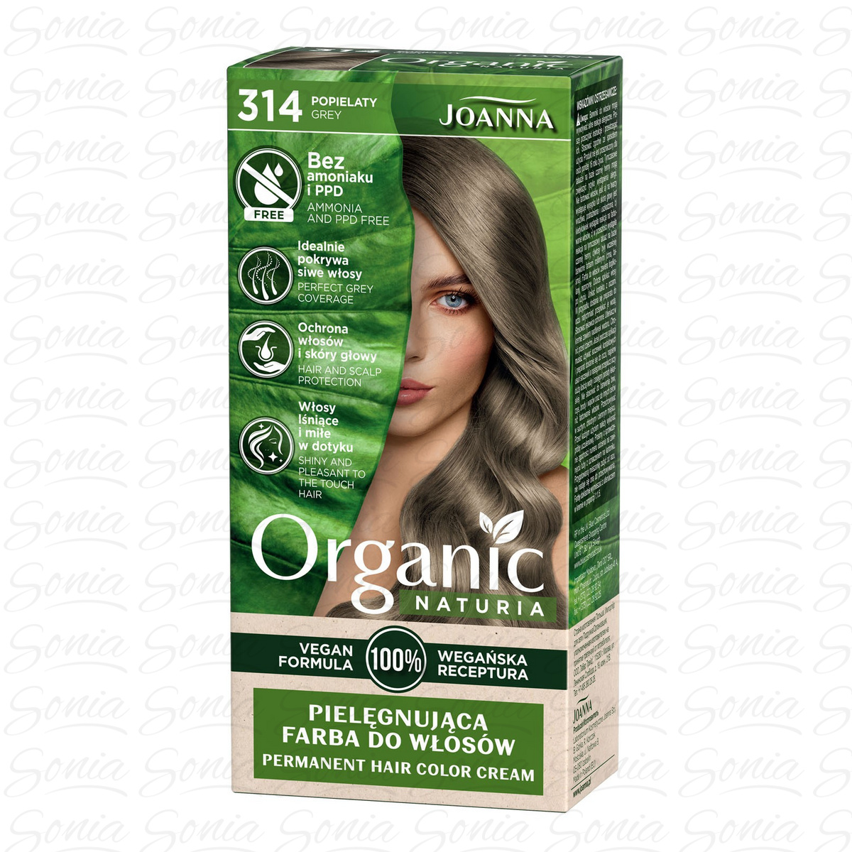 Joanna Naturia Vegan Pielęgnująca Farba do włosów nr 314 Popielaty 1op. 5901018020224