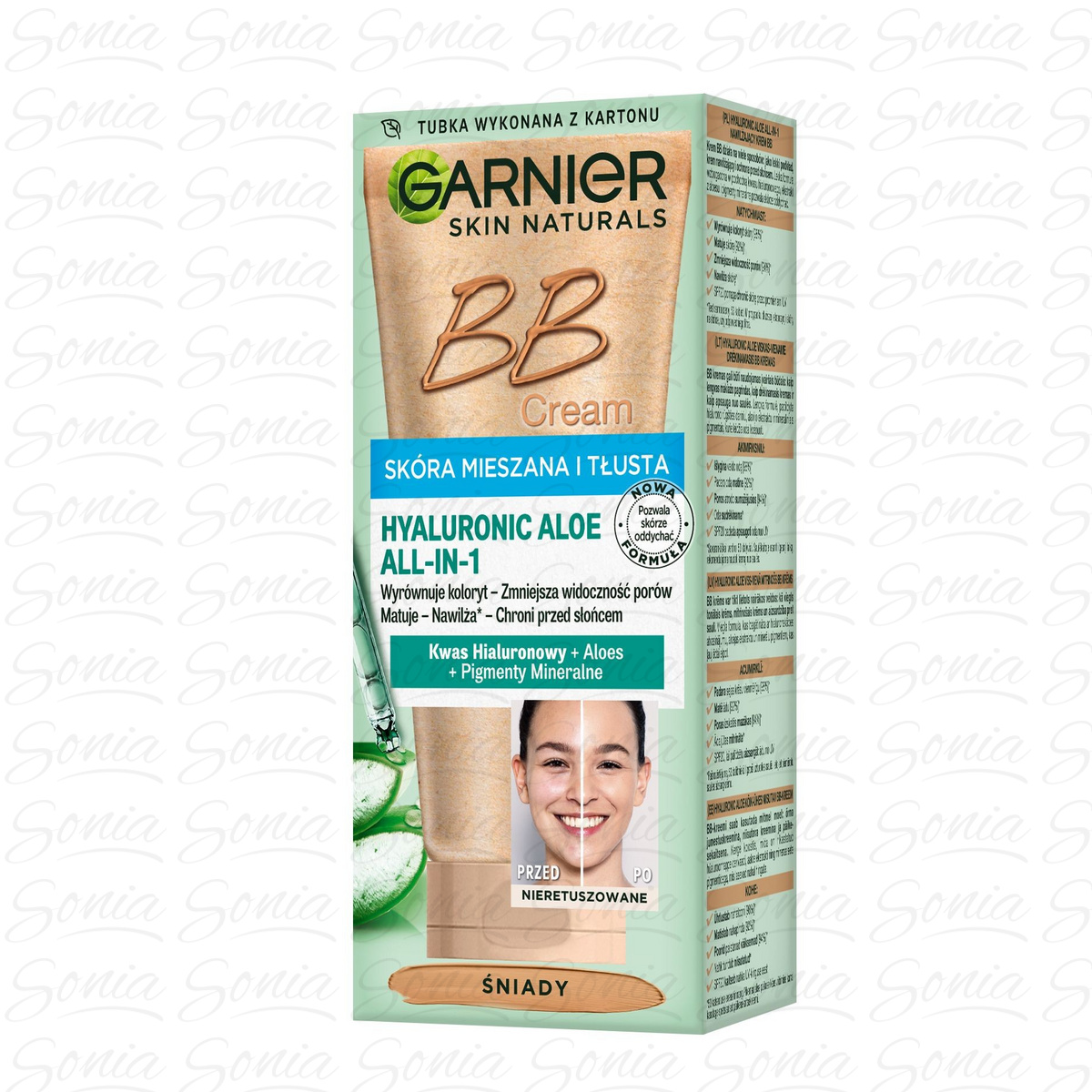 Garnier Skin Naturals Krem tonujący BB Hyaluronic Aloe All-in-One - śniady - cera tłusta i mieszana 50ml 3600542415033