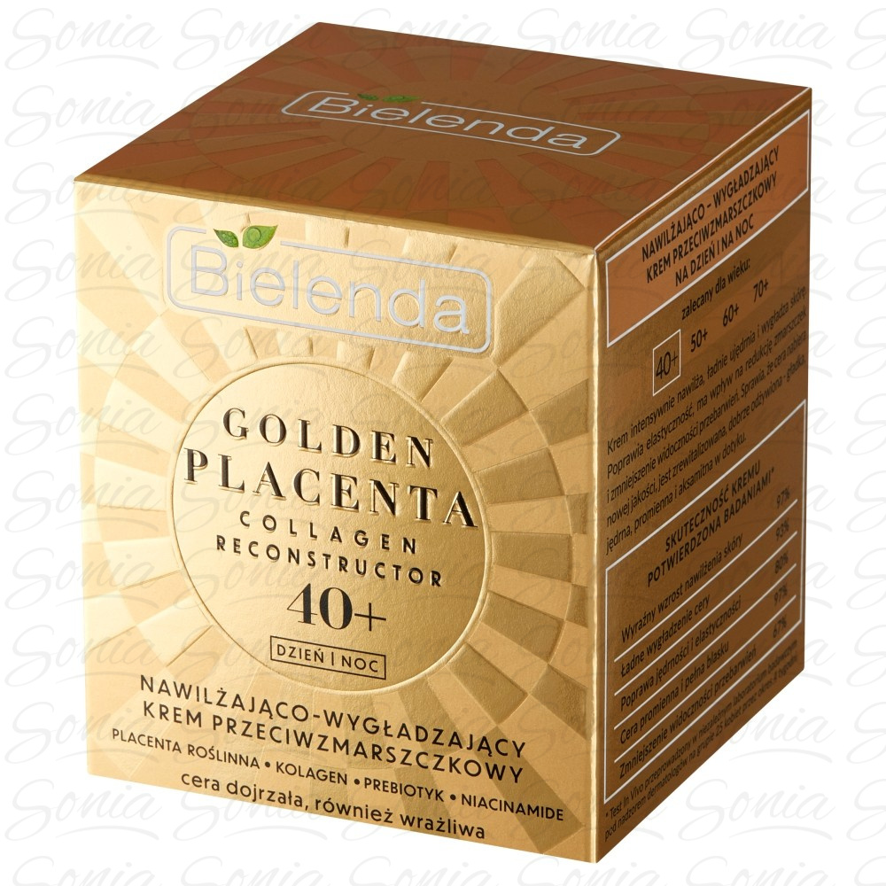 Bielenda Golden Placenta 40+ Nawilżająco - Wygładzający Krem przeciwzmarszczkowy na dzień i noc 50ml 5902169048280