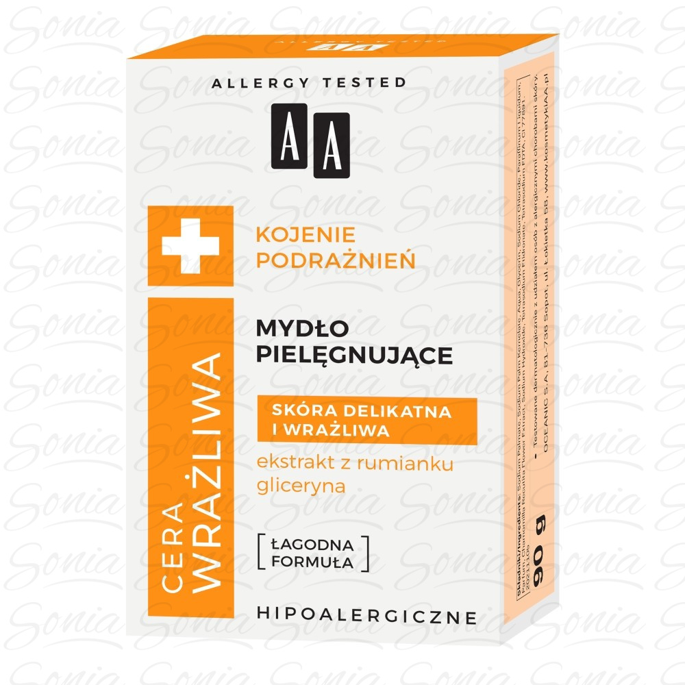 AA Cera Wrażliwa Kojenie Podrażnień Mydło pielęgnujące w kostce do skóry delikatnej i wrażliwej 90g 5900116086644