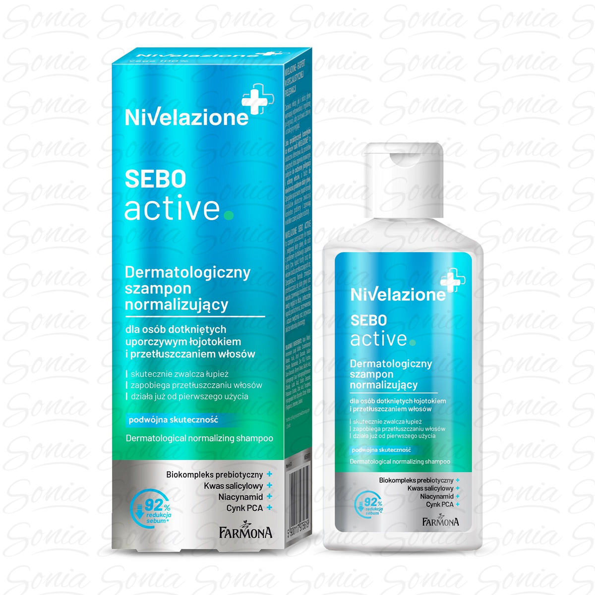 Farmona Nivelazione+ Dermatologiczny Szampon normalizujący Sebo Active do włosów przetłuszczających się i z łojotokiem 100ml 5900117975619