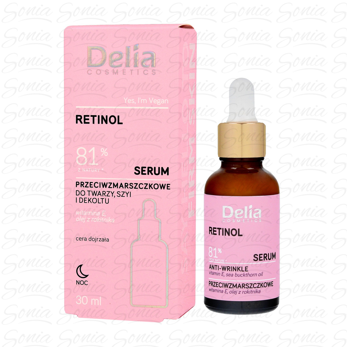 Delia Cosmetics Serum do twarzy, szyi i dekoltu RETINOL 81% Z NATURY DELIA COSMETICS, 30 ml 5906750801643