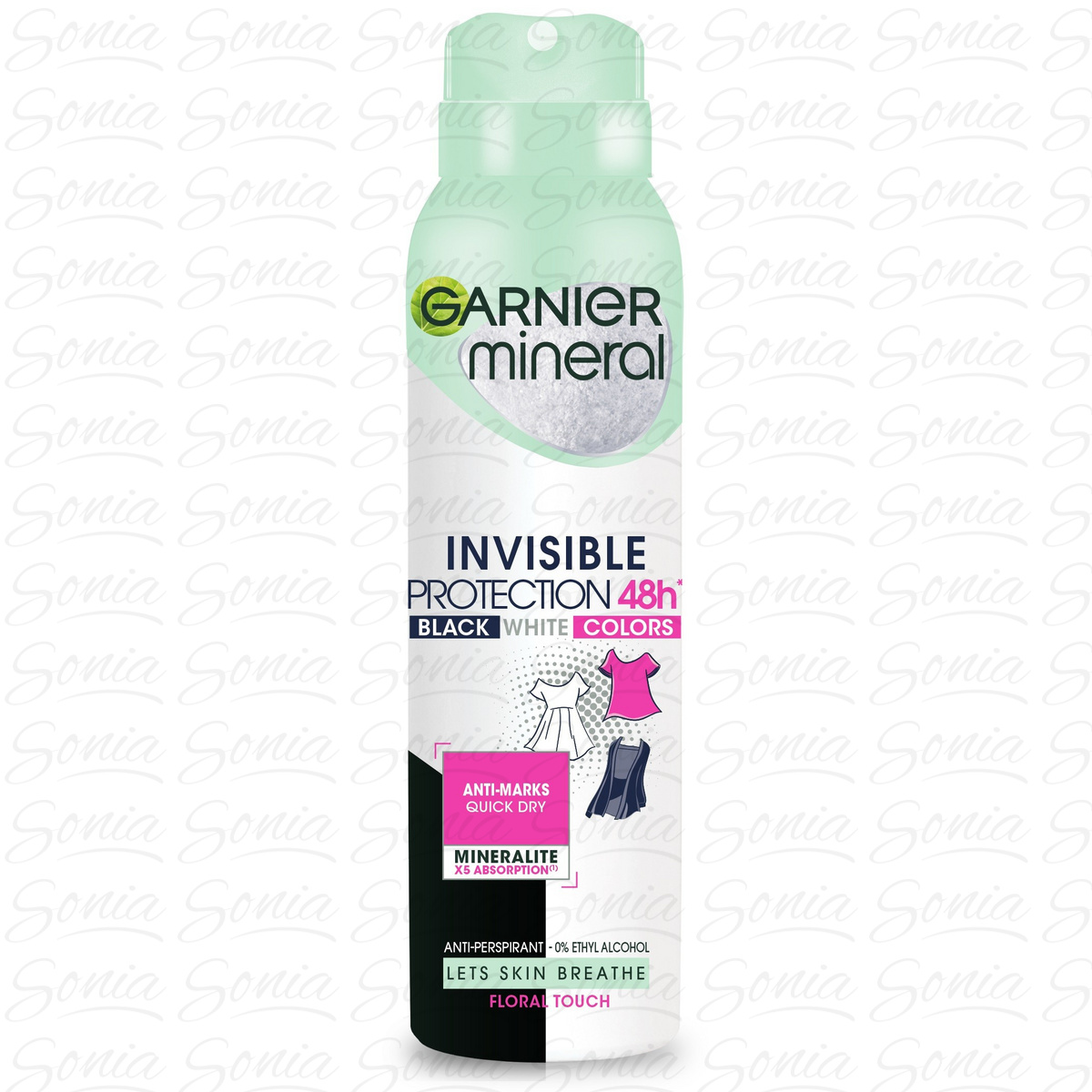 Garnier Mineral Dezodorant spray Invisible Protection 48h Floral Touch - Black,White,Colors   150ml 3600542471077