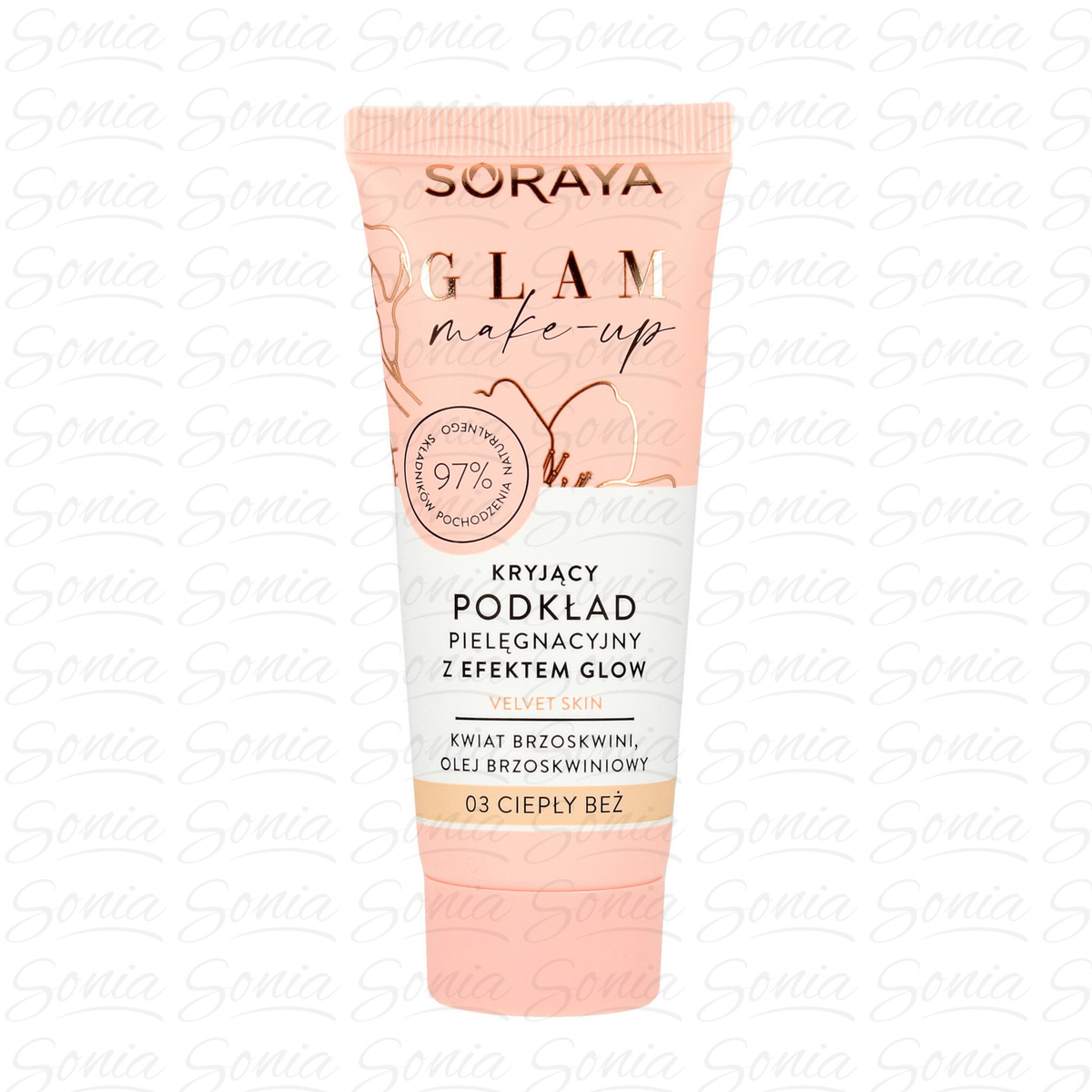 Soraya Glam Make-Up Kryjący Podkład pielęgnacyjny z efektem Glow nr 03 ciepły beż 30ml 5901045088457