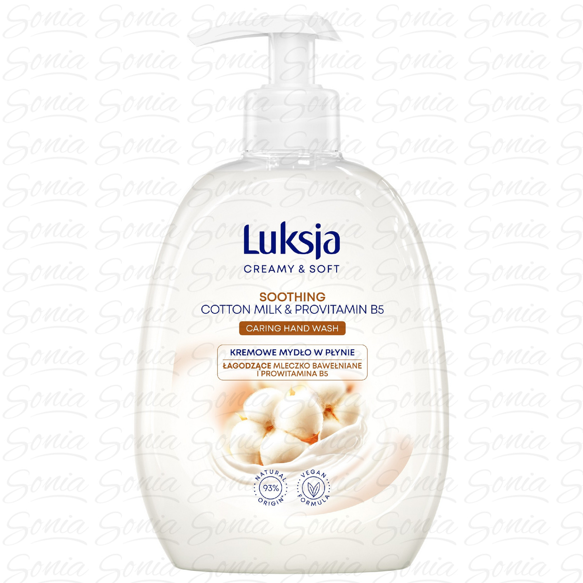 Luksja Creamy & Soft Łagodzące Kremowe Mydło w płynie Mleczko Bawełniane i Prowitamina B5 500ml 5900536348872