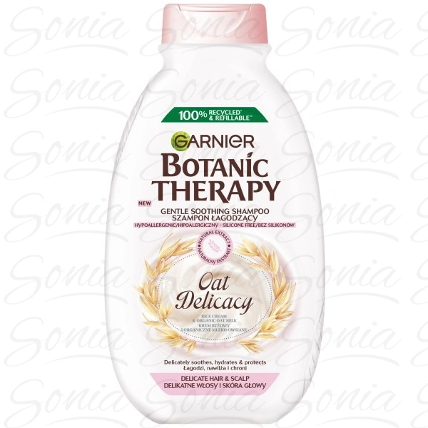 Garnier Botanic Therapy Szampon łagodzący Oat Delicacy - do delikatnych włosów i skóry głowy 400ml 3600542479943