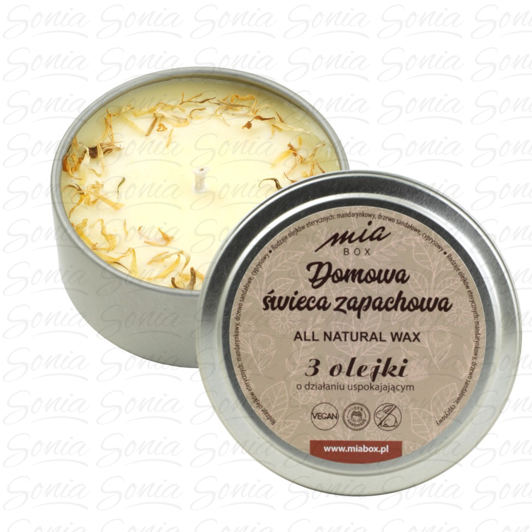 MIA BOX Domowa Świeca zapachowa 3 olejki - USPOKAJAJĄCA 160g 5905101180338