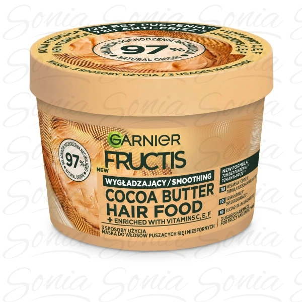 GARNIER Fructis Hair Food Maska wygładzająca do włosów puszących się i niesfornych - Cocoa Butter 400 ml