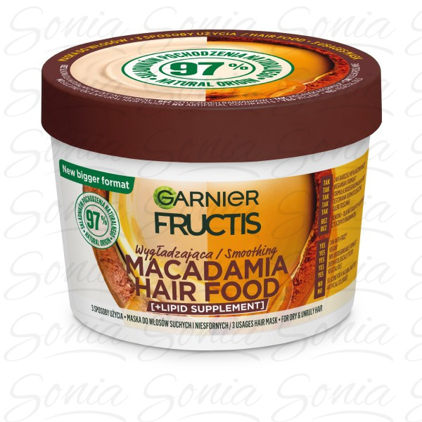 GAR FRUCTIS HAIR FOOD Maska d/wł.400ml  Macadamia& 36600542513050