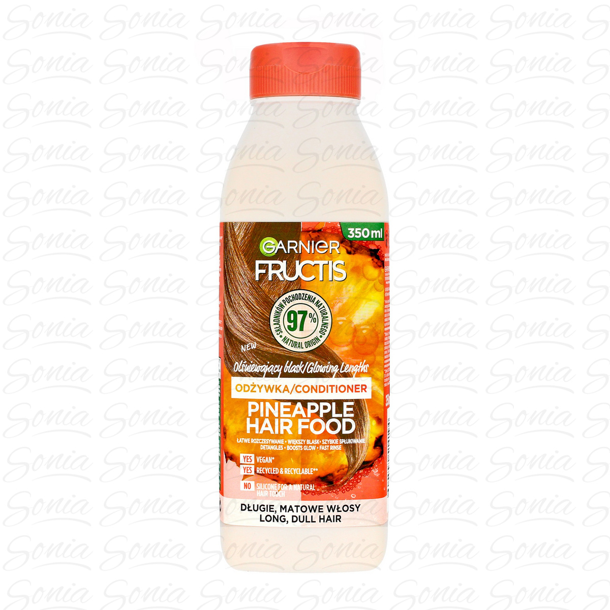 Fructis Hair Food Pineapple Odżywka olśniewający blask do włosów długich i matowych 350ml 3600542514194