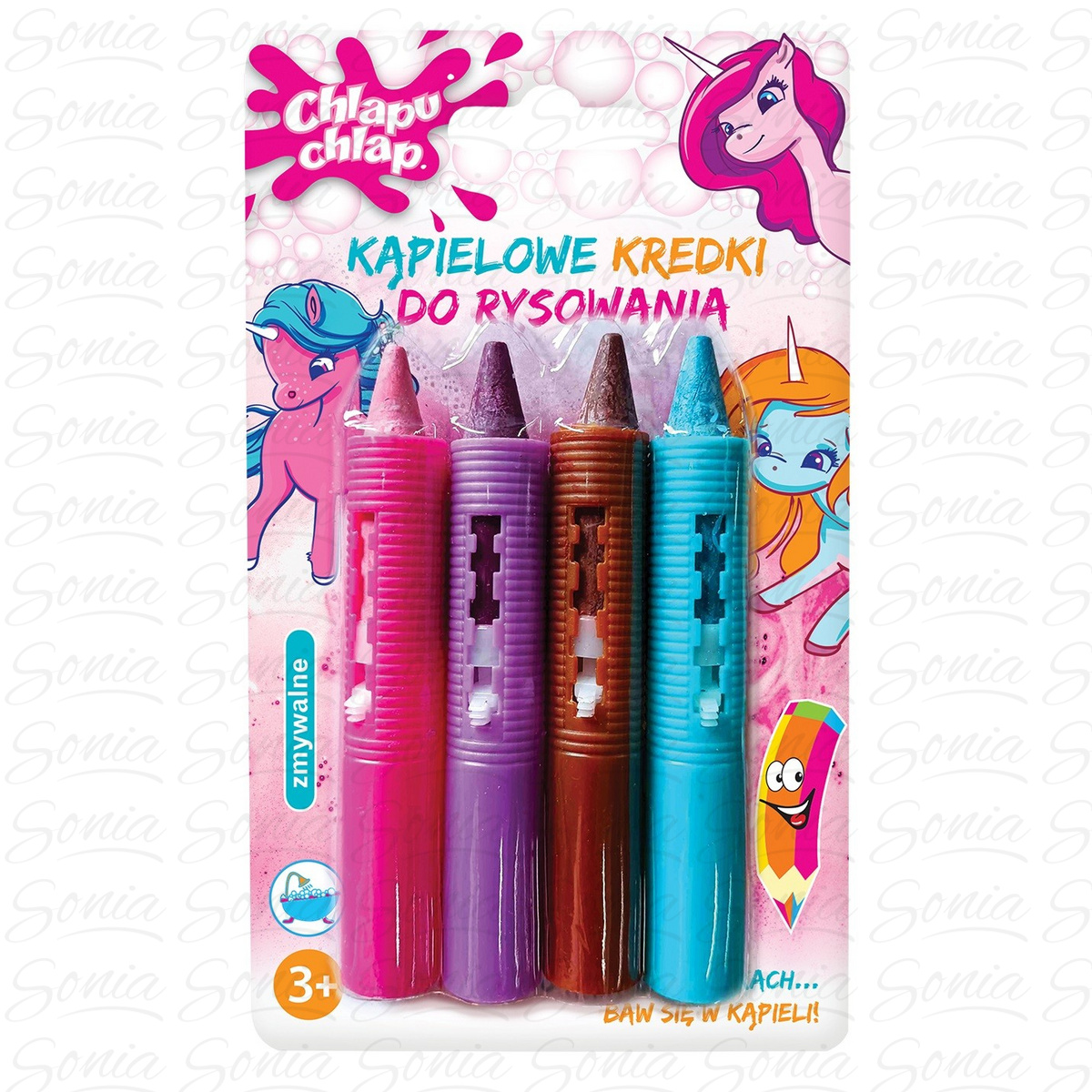 CHLAPU CHLAP Kąpielowe Kredki do rysowania Unicorn 1op.-4szt 5901738829831