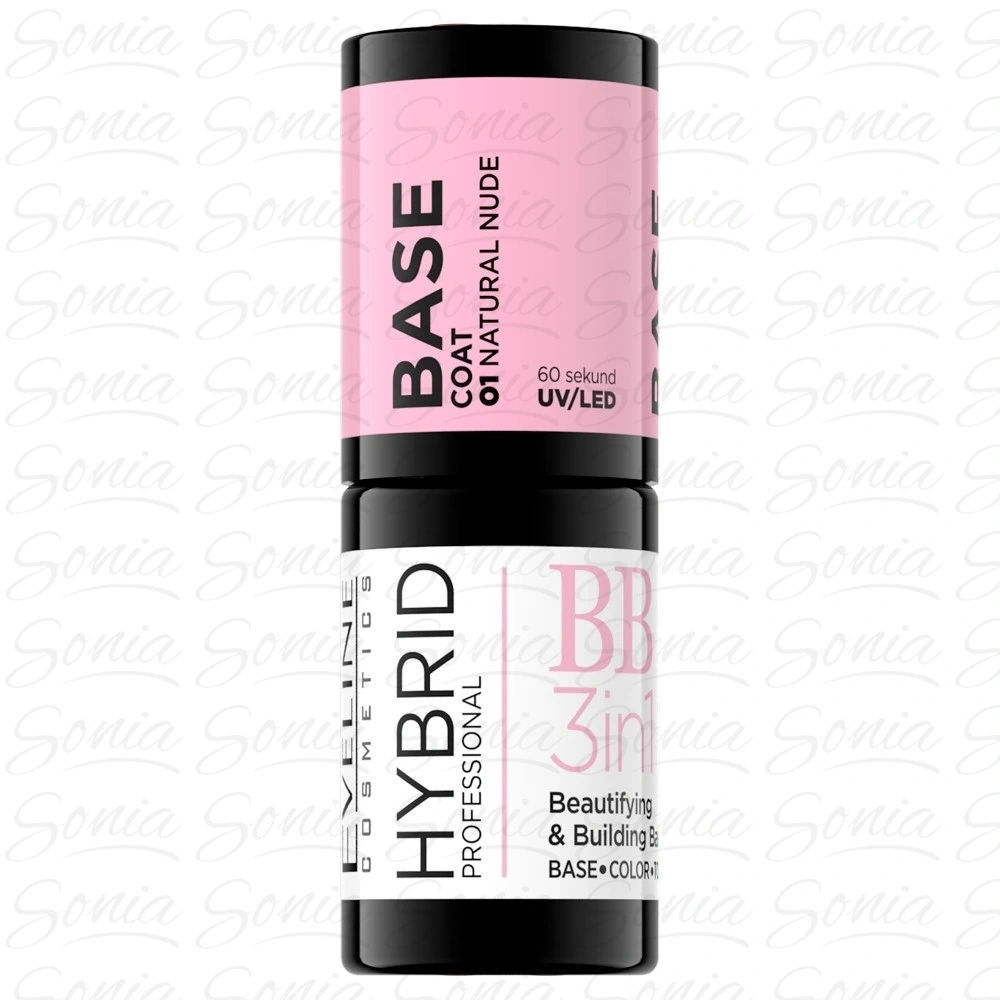 EVELINE Hybrid Professional Baza hybrydowa do paznokci 3w1 nr 01 Natural Nude 5ml 5903416052616
