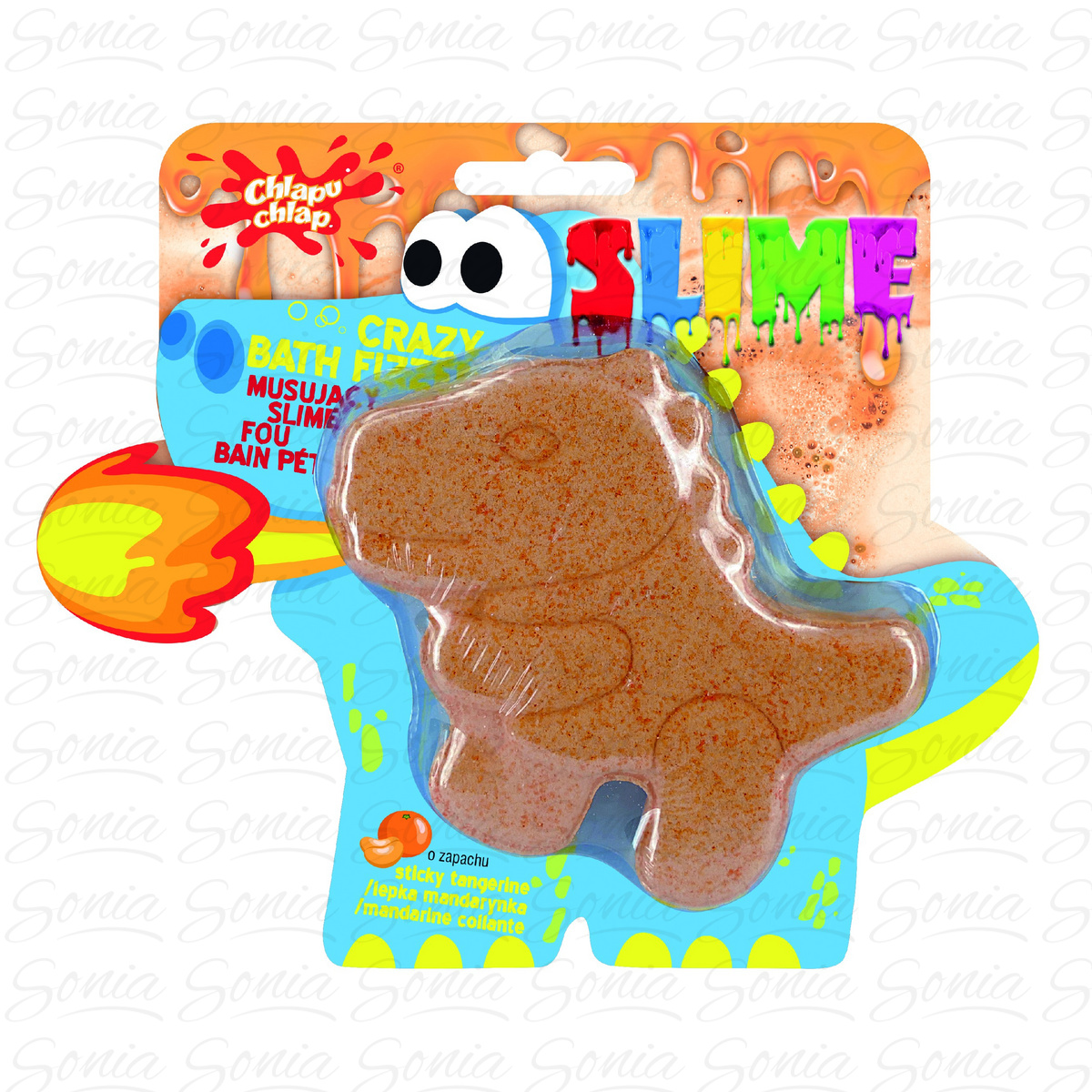 CHLAPU CHLAP Musujący Slime do kąpieli DINOZAUR - zapach mandarynki 1szt 5901571012018