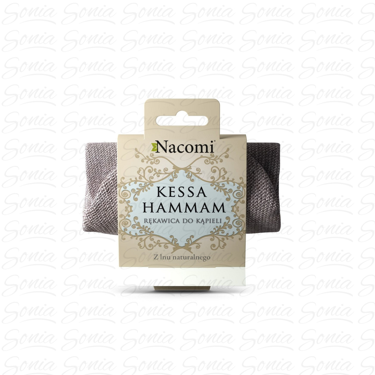 NACOMI Rękawica do kąpieli z lnu naturalnego Kessa Hammam 1szt 5901878687223