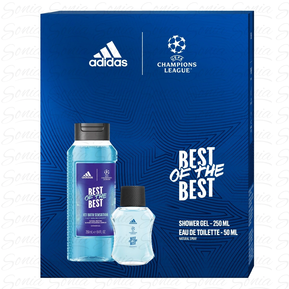 ADIDAS UEFA CHAMPIONS LEAGUE Zestaw prezentowy Best of The Best (Woda toaletowa 50ml+Żel pod prysznic 3w1 250ml) 3616305467959