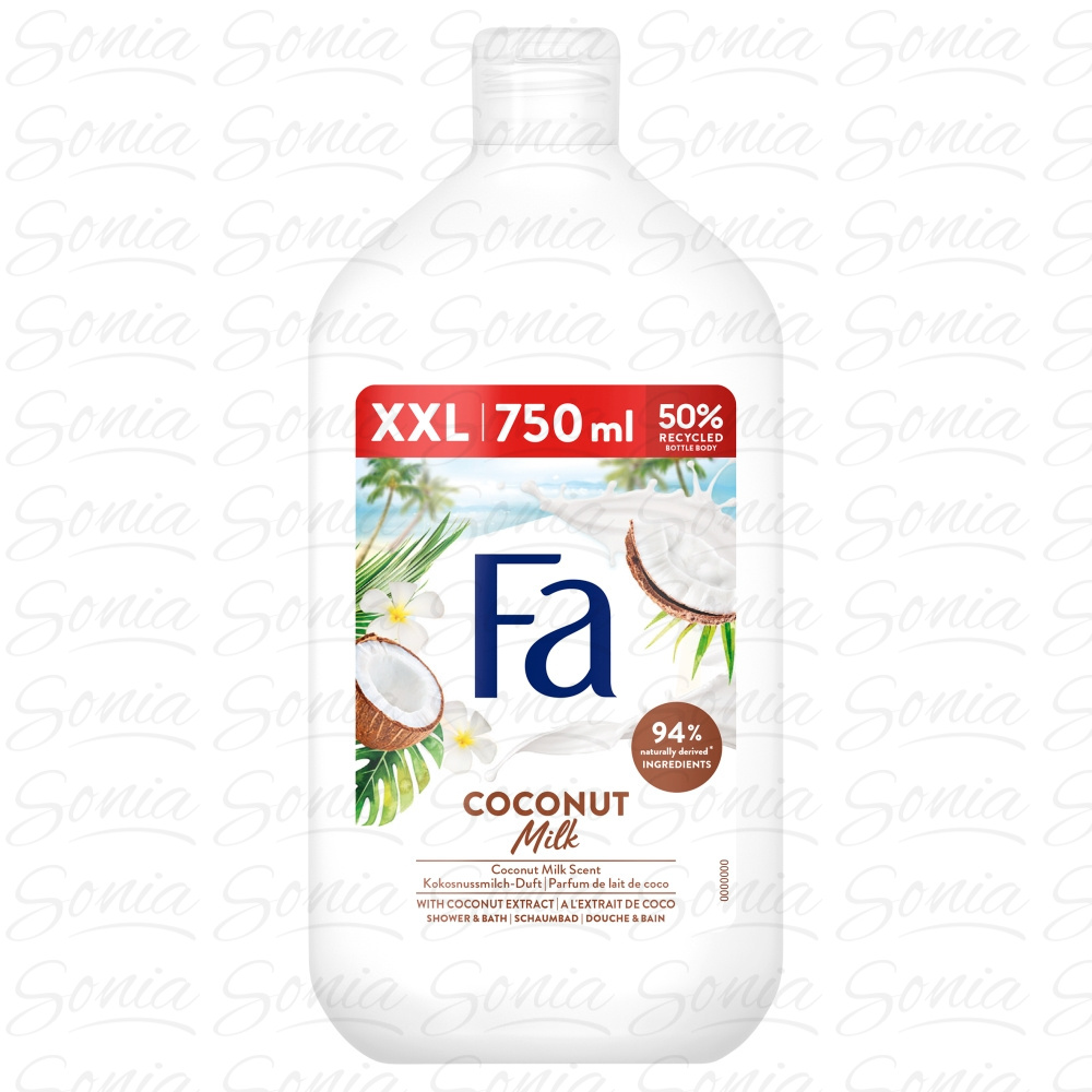 FA Coconut Milk Kremowy Żel pod prysznic i do kąpieli o zapachu mleczka kokosowego 750 ml (XXL)