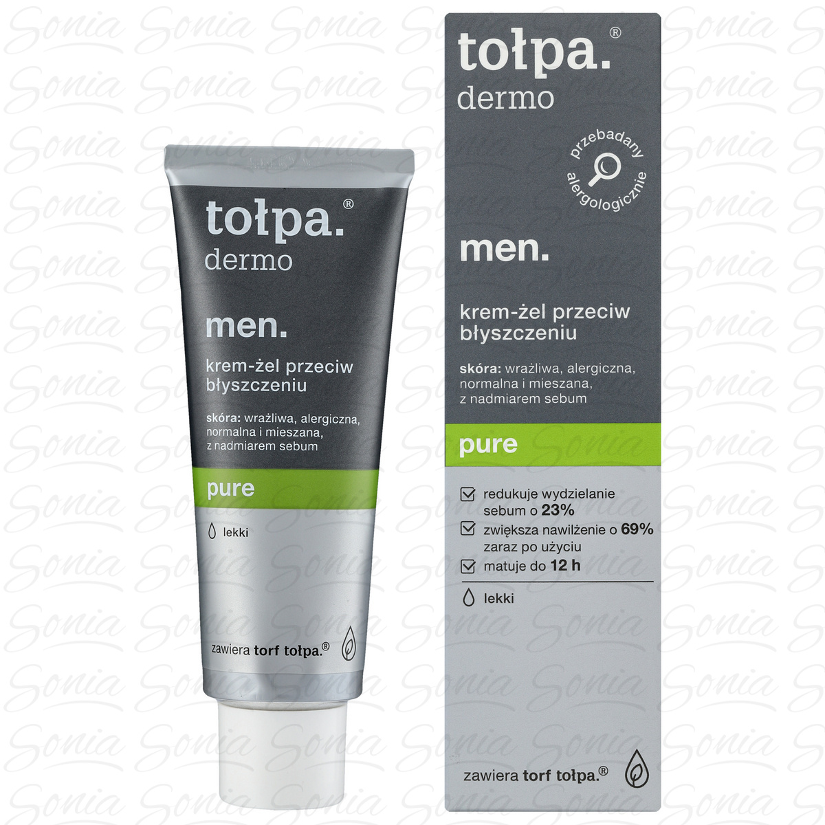 TOŁPA Dermo Men Krem-żel przeciw błyszczeniu lekki Pure 40 ml