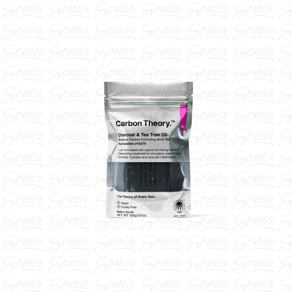 CARBON THEORY Charcoal Tea Tree Oil Złuszczające Mydło do ciała Exfoliating Body Bar