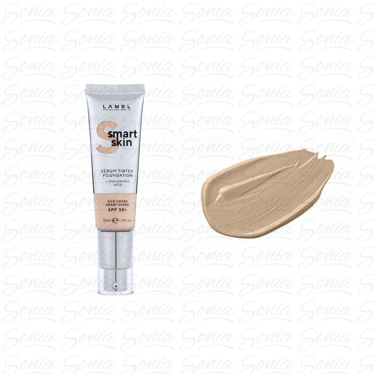 LAMEL Smart Skin Serum Tinted Foundation Podkład nawilżający z kwasem hialuronowym nr 404 Sand 35ml 5060805942627