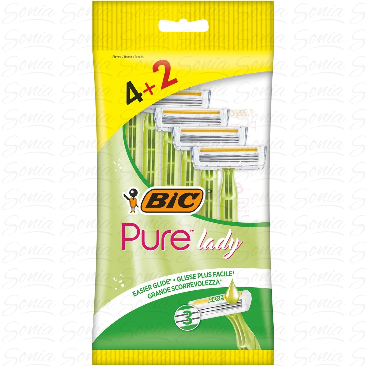 BIC Maszynka do golenia dla kobiet 3 ostrzowa Pure Lady 1op -6szt (4+2 gratis)