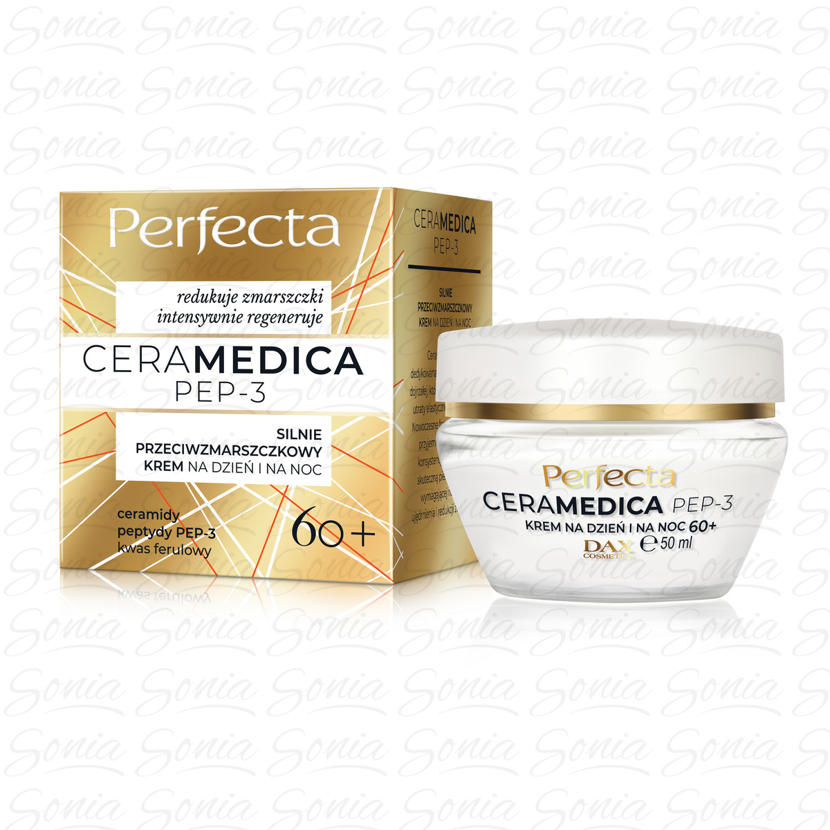 PERFECTA Ceramedica PEP3 60+ Silnie przeciwzmarszczkowy krem na dzień i na noc 50 ml