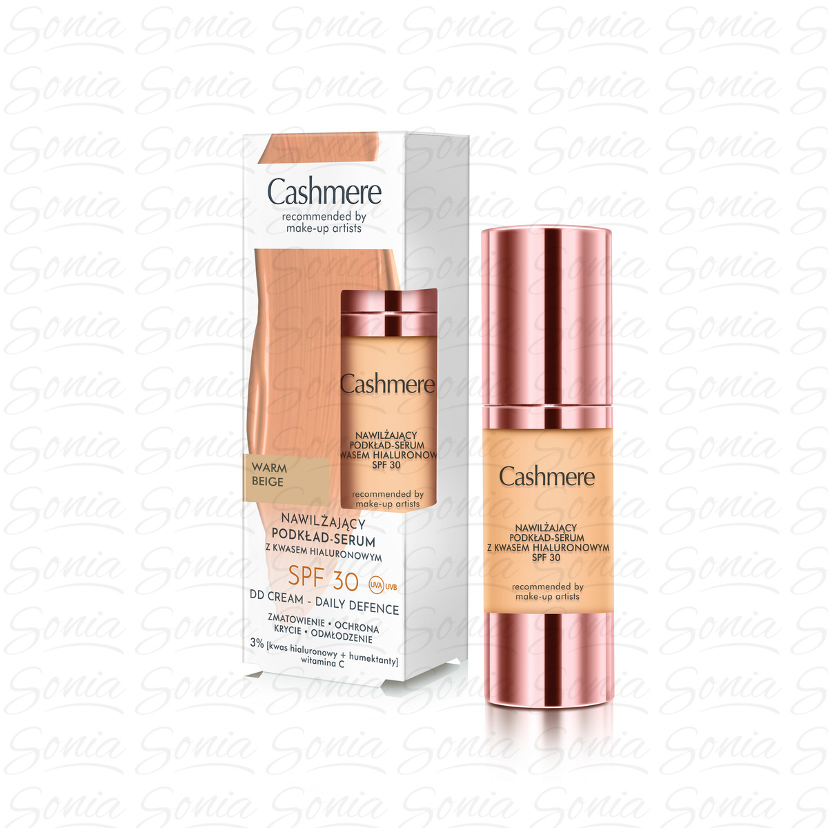 CASHMERE DD SPF 30 Nawilżający podkład-serum z kwasem hialuronowym Warm Beige 30 ml
