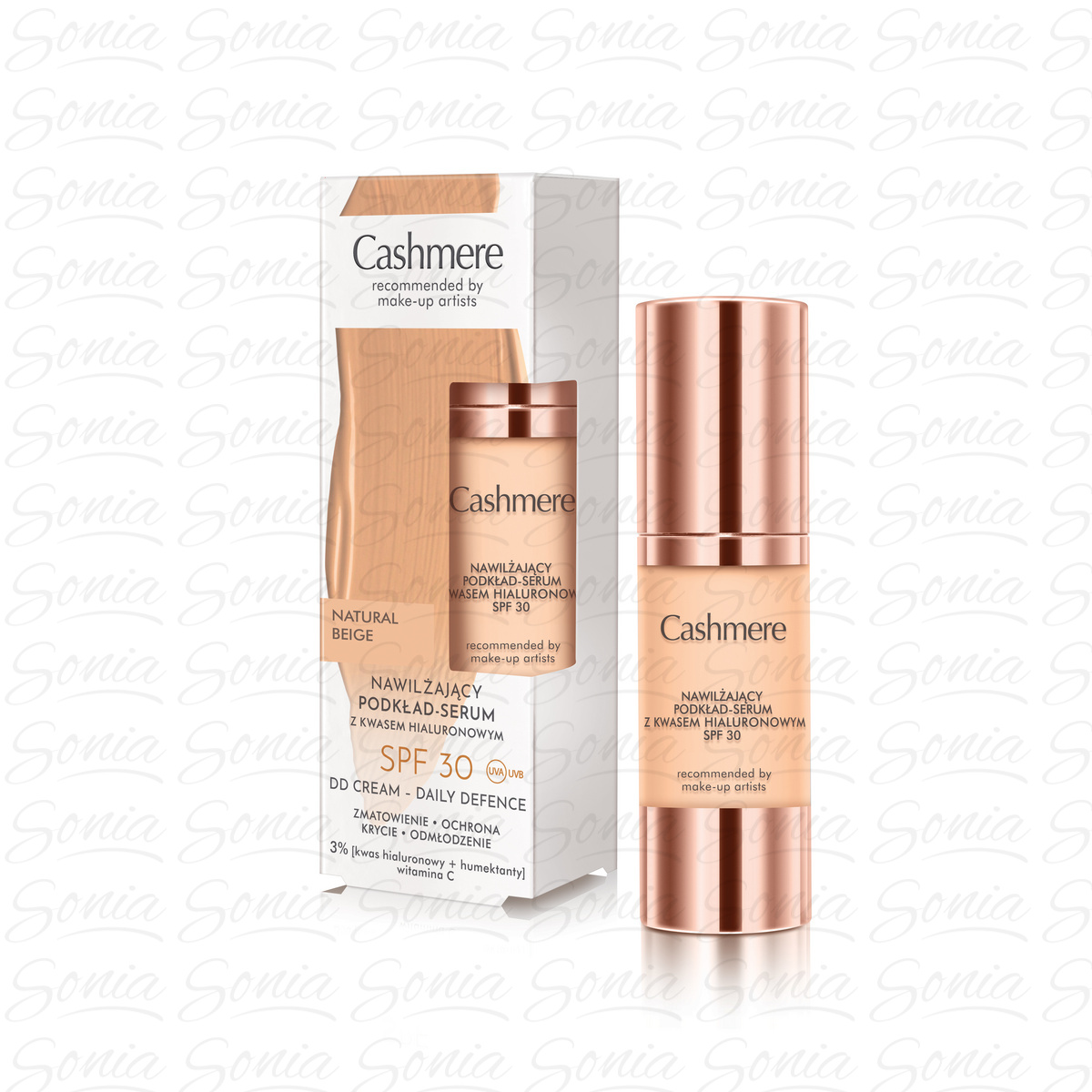 CASHMERE DD SPF 30 Nawilżający podkład-serum z kwasem hialuronowym Natural Beige 30 ml