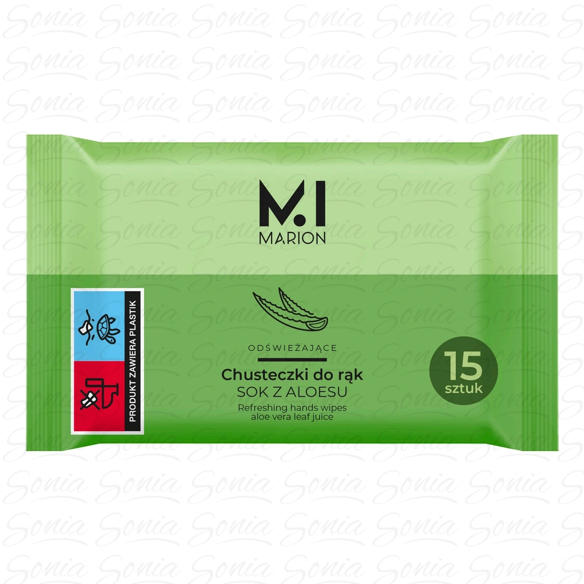 MARION Chusteczki odświeżające - Green Tea 15 szt