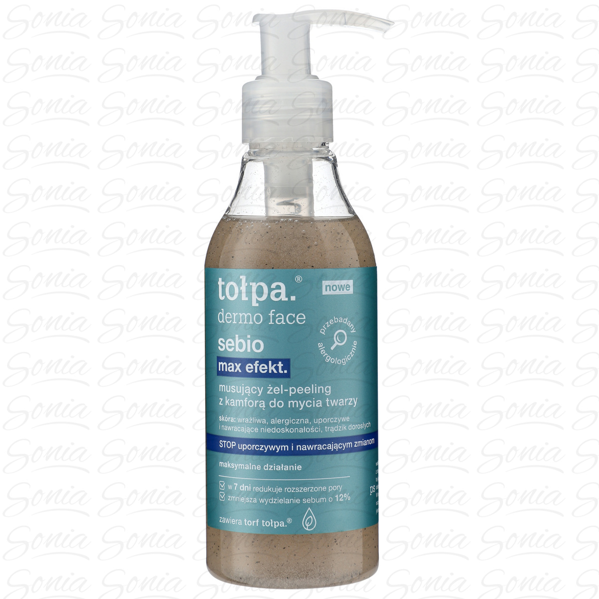 TOŁPA Dermo Face Sebio Max Efekt Musujący Żel-peeling z kamforą do mycia twarzy 195 ml