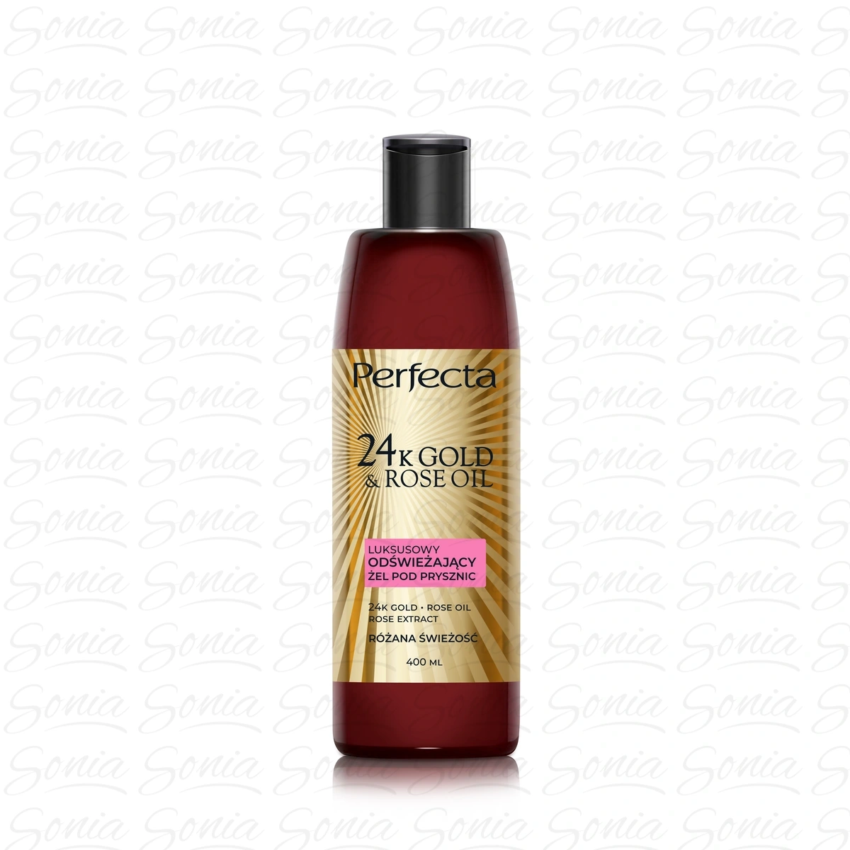 PERFECTA 24K Gold & Rose Oil Luksusowy żel pod prysznic odświeżający Różana Świeżość 400 ml