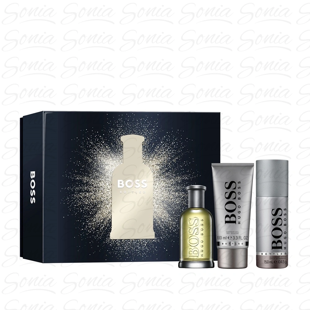 HUGO BOSS Zestaw prezentowy Bottled (Woda toaletowa 100 ml + Żel pod prysznic 100 ml + Dezodorant w sprayu 150 ml)