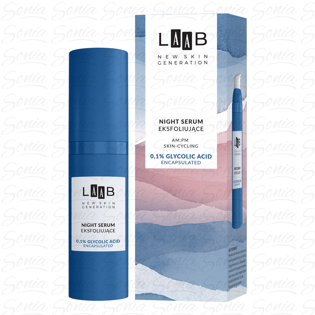 AA LAAB Night Serum eksfoliujące do twarzy - 0,1% Glycolic Acid encapsulated 30 ml