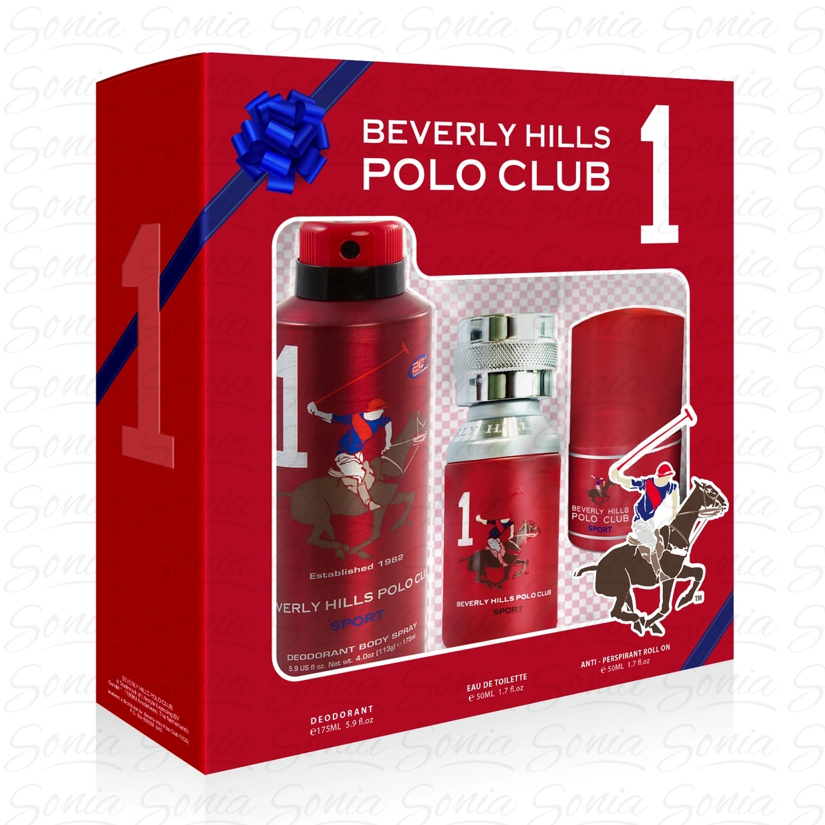 BEVERLY HILLS Polo Club Sport Nr.1 Zestaw upominkowy Woda toaletowa 50 ml + Dezodorant w sprayu 175 ml +  Antyperspirant w kulce 50 ml50 ml