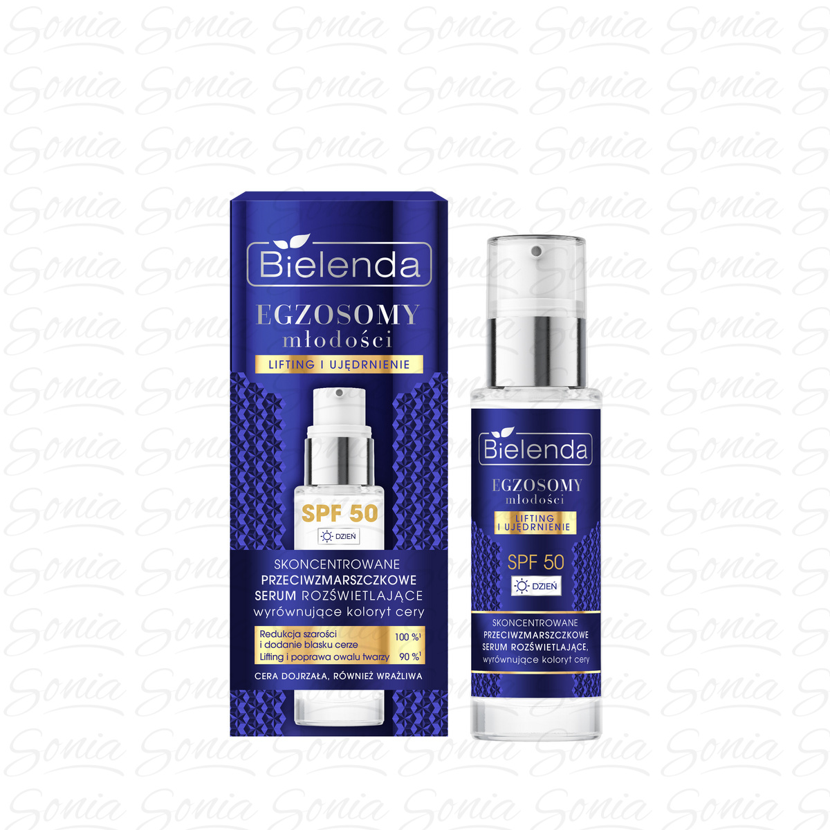 BIELENDA Egzosomy Młodości Skoncentrowane przeciwzmarszczkowe serum rozświetlające, wyrównujące koloryt cery SPF 50 na dzień 30 ml