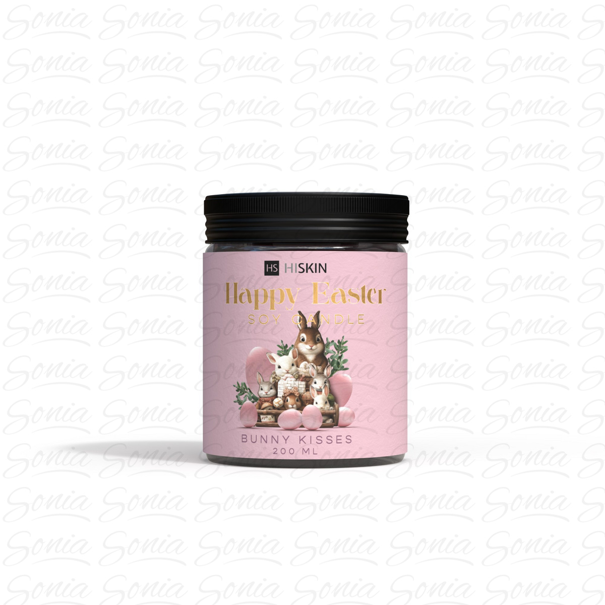 HISKIN HOME Wielkanocna Świeca sojowa HAPPY EASTER - Bunny Kisses 200 ml