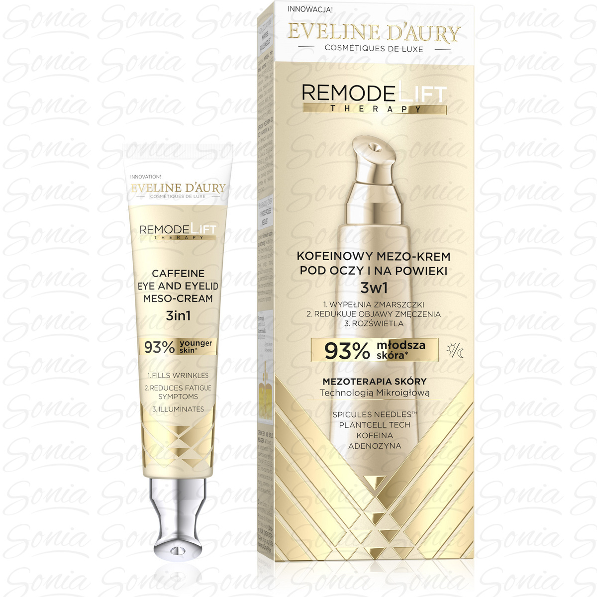 EVELINE D'AURY  Remodelift Therapy Kofeinowy Mezo-Krem 3w1 pod oczy i na powieki 15 ml