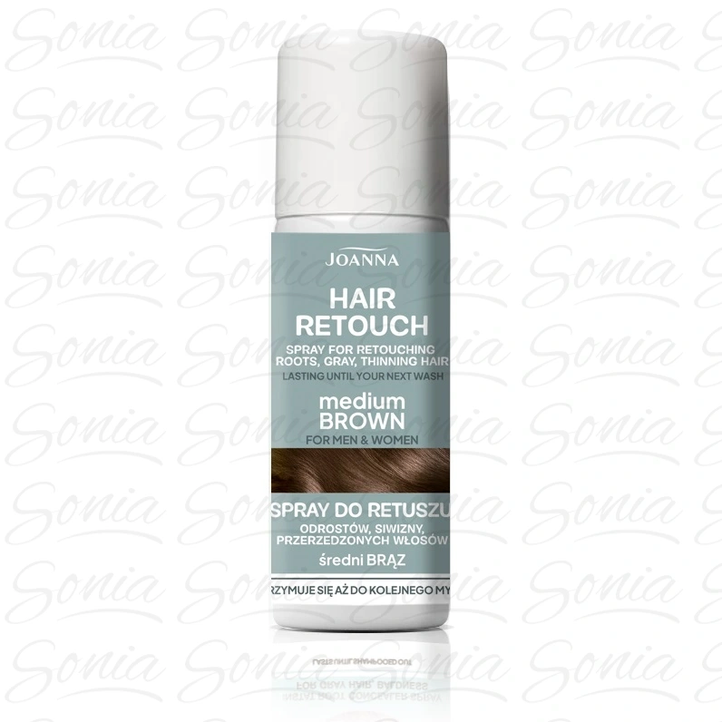 JOANNA Hair Retouch Spray do retuszu odrostów,siwizny i przerzedzonych włosów - Medium Brown 75 ml