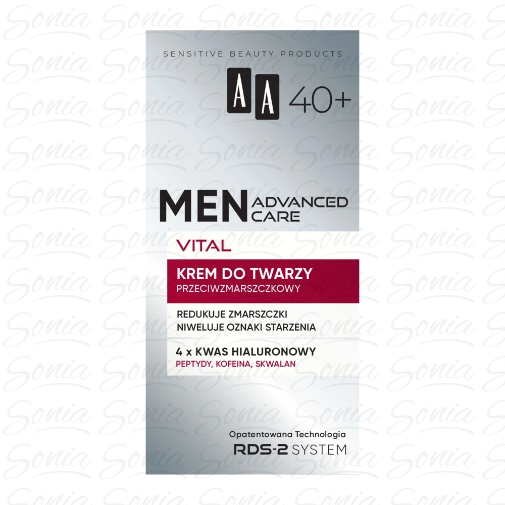 AA Men Advanced Care Vital Krem do twarzy przeciwzmarszczkowy dla mężczyzn 40+ 50 ml