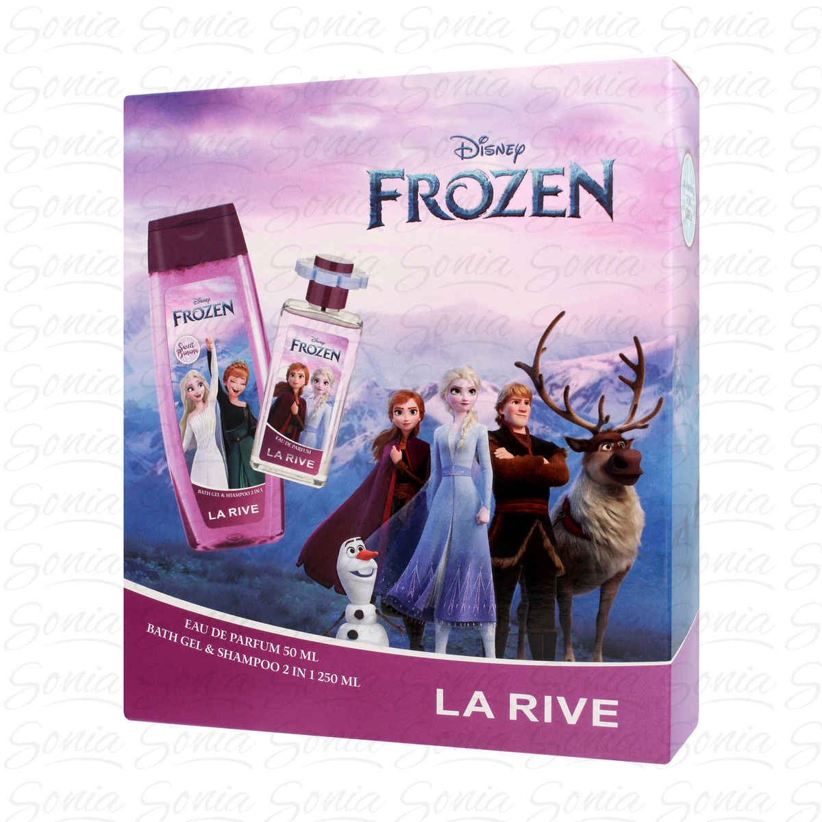 LA RIVE Zestaw prezentowy Disney Frozen II (Woda perfumowana 50ml + Żel pod prysznic i szampon 2w1 250ml)