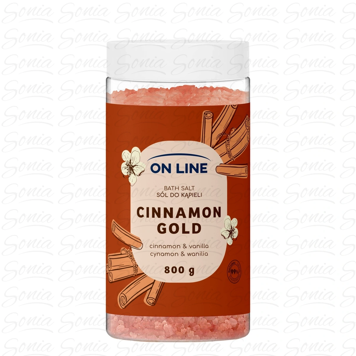 ON LINE Sól do kąpieli Cinnamon Gold 800 g