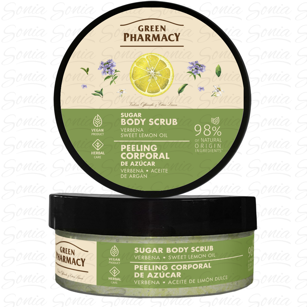 GREEN PHARMACY Peeling cukrowo-solny do ciała Werbena + Słodki olejek 200 ml