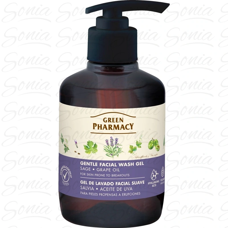 GREEN PHARMACY Delikatny żel do mycia twarzy dla skóry skłonnej do podrażnień Szałwia 270 ml