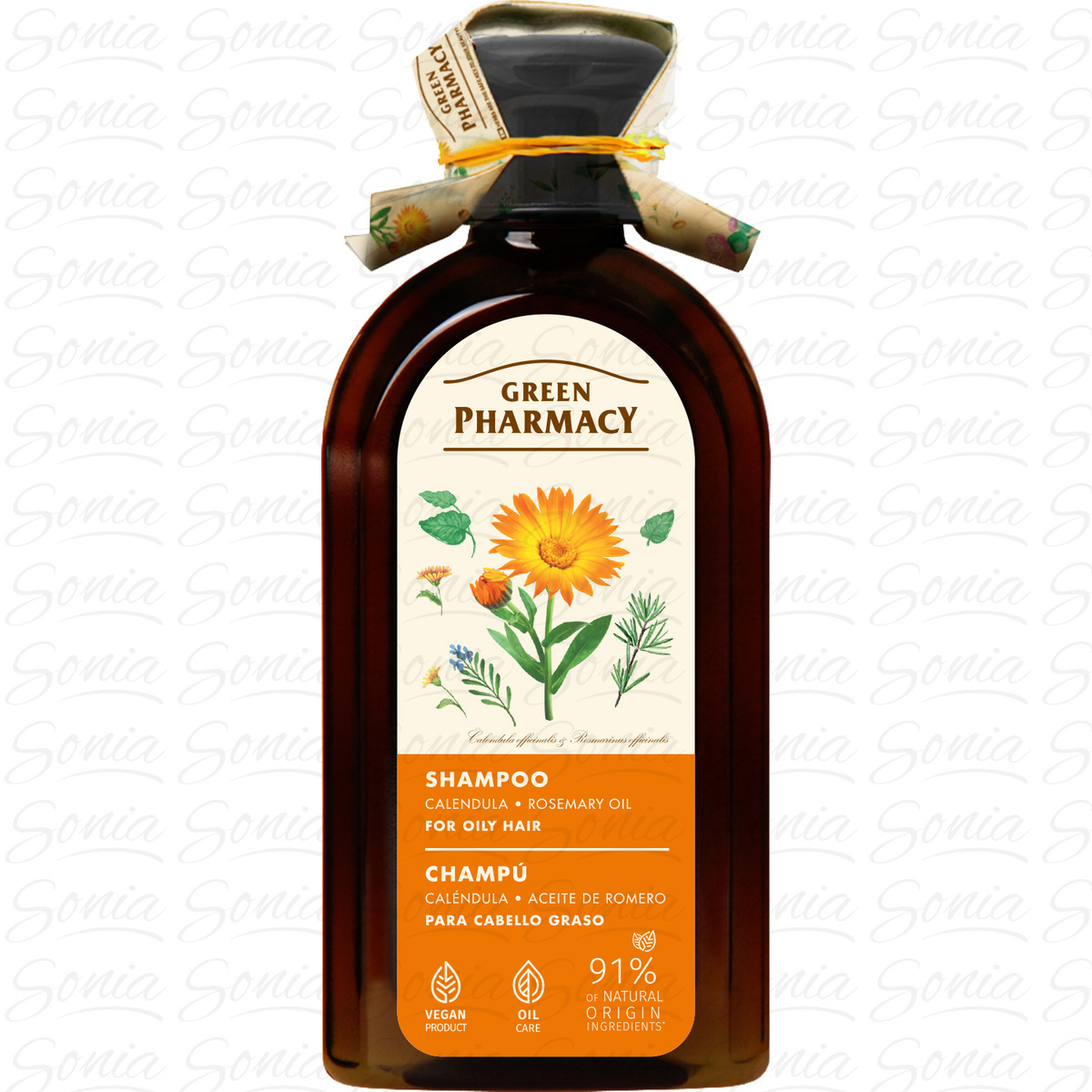 GREEN PHARMACY Szampon do włosów przetłuszczających się Nagietek i Olej rozmarynowy 350 ml